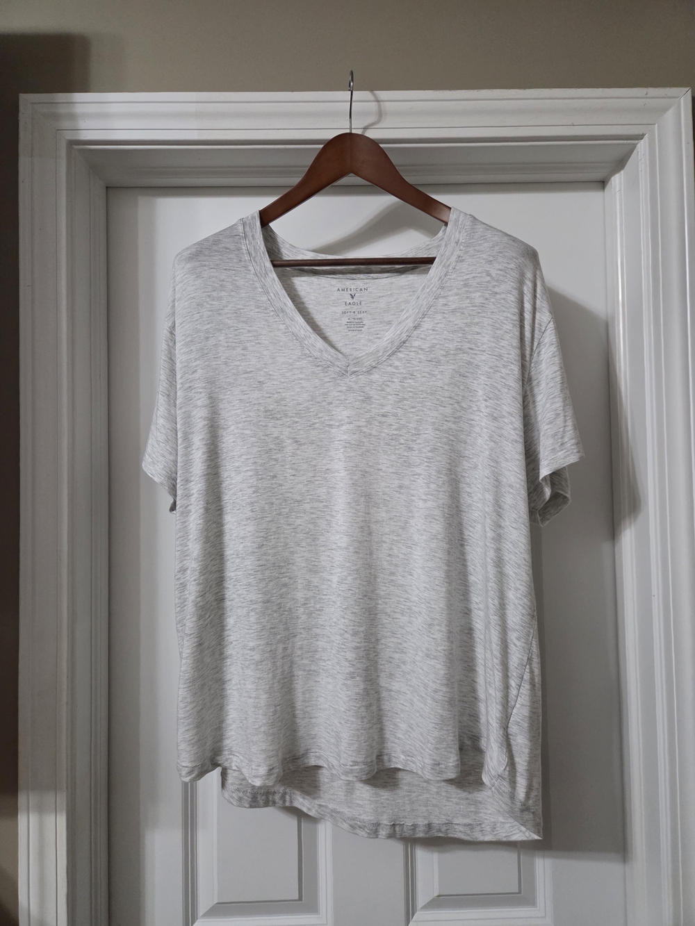 American Eagle Outfitters Soft & Sexy V-Neck Tee in Heather Frost